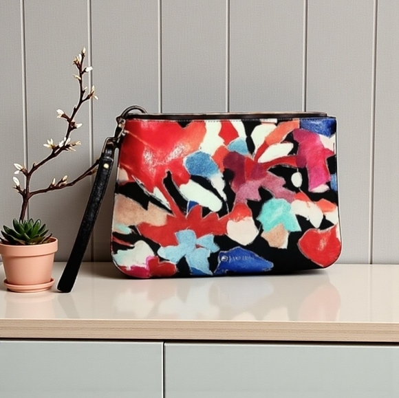 Lodis Handbags - NWOT LODIS GLAZED LEATHER WATERCOLOR PATTERN WRISTLET